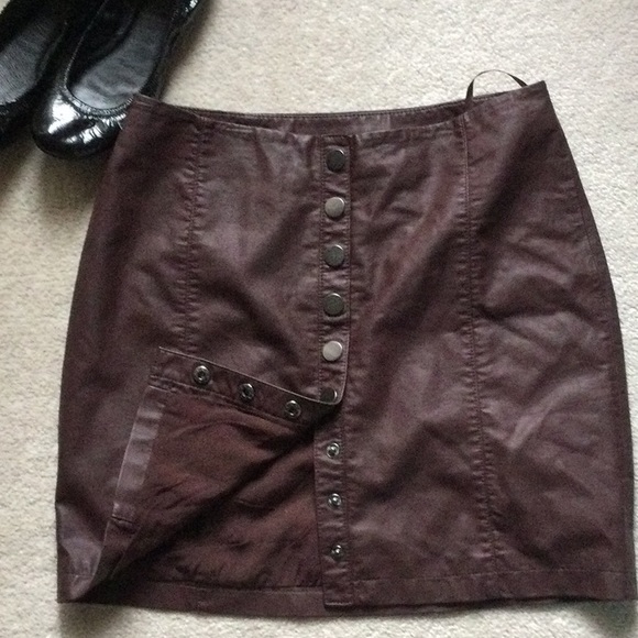 Free People Oh Snap Faux Leather Button Skirt - Picture 5 of 6